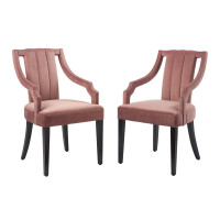 Modway EEI-4554-DUS Virtue Performance Velvet Dining Chairs - Set of 2 Dusty Rose