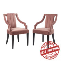 Modway EEI-4554-DUS Virtue Performance Velvet Dining Chairs - Set of 2 Dusty Rose