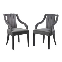 Modway EEI-4554-GRY Virtue Performance Velvet Dining Chairs - Set of 2 Gray