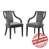 Modway EEI-4554-GRY Virtue Performance Velvet Dining Chairs - Set of 2 Gray