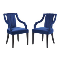 Modway EEI-4554-NAV Virtue Performance Velvet Dining Chairs - Set of 2 Navy