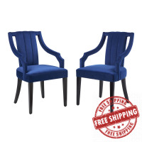 Modway EEI-4554-NAV Virtue Performance Velvet Dining Chairs - Set of 2 Navy