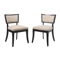 Modway EEI-4557-BEI Pristine Upholstered Fabric Dining Chairs - Set of 2 Beige