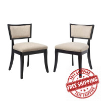 Modway EEI-4557-BEI Pristine Upholstered Fabric Dining Chairs - Set of 2 Beige