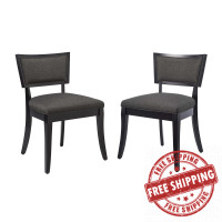 Modway EEI-4557-GRY Pristine Upholstered Fabric Dining Chairs - Set of 2 Gray