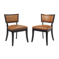 Modway EEI-4558-TAN Pristine Vegan Leather Dining Chairs - Set of 2 Tan