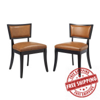 Modway EEI-4558-TAN Pristine Vegan Leather Dining Chairs - Set of 2 Tan