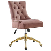 Modway EEI-4571-GLD-DUS Regent Tufted Performance Velvet Office Chair Gold Dusty Rose