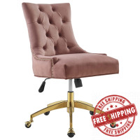 Modway EEI-4571-GLD-DUS Regent Tufted Performance Velvet Office Chair Gold Dusty Rose