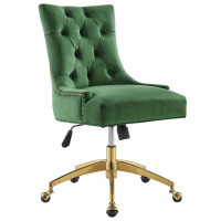 Modway EEI-4571-GLD-EME Regent Tufted Performance Velvet Office Chair Gold Emerald