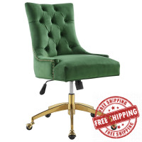 Modway EEI-4571-GLD-EME Regent Tufted Performance Velvet Office Chair Gold Emerald