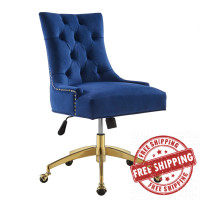 Modway EEI-4571-GLD-NAV Regent Tufted Performance Velvet Office Chair Gold Navy