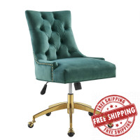 Modway EEI-4571-GLD-TEA Regent Tufted Performance Velvet Office Chair Gold Teal