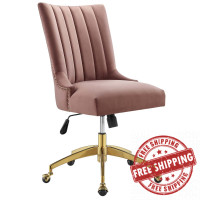 Modway EEI-4575-GLD-DUS Empower Channel Tufted Performance Velvet Office Chair Gold Dusty Rose