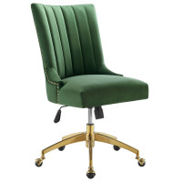 Modway EEI-4575-GLD-EME Empower Channel Tufted Performance Velvet Office Chair Gold Emerald