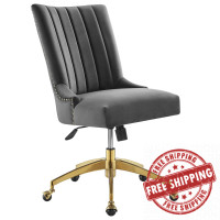 Modway EEI-4575-GLD-GRY Empower Channel Tufted Performance Velvet Office Chair Gold Gray