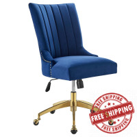 Modway EEI-4575-GLD-NAV Empower Channel Tufted Performance Velvet Office Chair Gold Navy