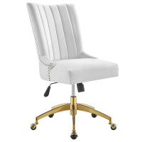 Modway EEI-4575-GLD-WHI Empower Channel Tufted Performance Velvet Office Chair Gold White