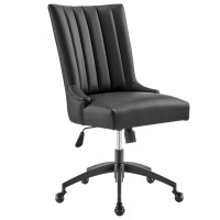 Modway EEI-4577-BLK-BLK Empower Channel Tufted Vegan Leather Office Chair Black Black