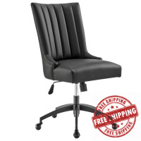 Modway EEI-4577-BLK-BLK Empower Channel Tufted Vegan Leather Office Chair Black Black
