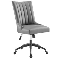 Modway EEI-4577-BLK-GRY Empower Channel Tufted Vegan Leather Office Chair Black Gray