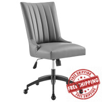 Modway EEI-4577-BLK-GRY Empower Channel Tufted Vegan Leather Office Chair Black Gray