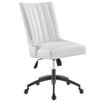 Modway EEI-4577-BLK-WHI Empower Channel Tufted Vegan Leather Office Chair Black White