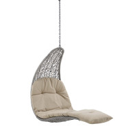 Modway EEI-4589-LGR-BEI Light Gray Beige Landscape Outdoor Patio Hanging Chaise Lounge Outdoor Patio Swing Chair