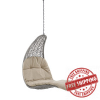 Modway EEI-4589-LGR-BEI Light Gray Beige Landscape Outdoor Patio Hanging Chaise Lounge Outdoor Patio Swing Chair