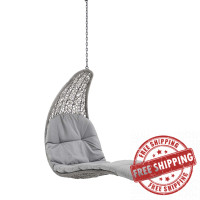 Modway EEI-4589-LGR-GRY Light Gray Gray Landscape Outdoor Patio Hanging Chaise Lounge Outdoor Patio Swing Chair