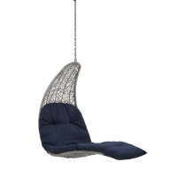 Modway EEI-4589-LGR-NAV Light Gray Navy Landscape Outdoor Patio Hanging Chaise Lounge Outdoor Patio Swing Chair