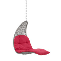 Modway EEI-4589-LGR-RED Light Gray Red Landscape Outdoor Patio Hanging Chaise Lounge Outdoor Patio Swing Chair