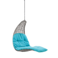 Modway EEI-4589-LGR-TRQ Light Gray Turquoise Landscape Outdoor Patio Hanging Chaise Lounge Outdoor Patio Swing Chair
