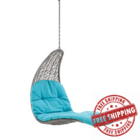 Modway EEI-4589-LGR-TRQ Light Gray Turquoise Landscape Outdoor Patio Hanging Chaise Lounge Outdoor Patio Swing Chair