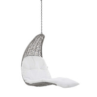 Modway EEI-4589-LGR-WHI Light Gray White Landscape Outdoor Patio Hanging Chaise Lounge Outdoor Patio Swing Chair