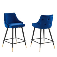 Modway EEI-4594-NAV Navy Adorn Performance Velvet Counter Stool Set of 2
