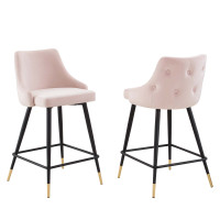 Modway EEI-4594-PNK Pink Adorn Performance Velvet Counter Stool Set of 2