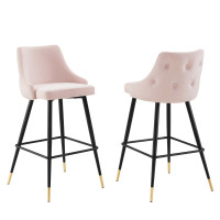 Modway EEI-4595-PNK Pink Adorn Performance Velvet Bar Stool Set of 2