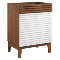 Modway EEI-4598-WHI-WAL Render Bathroom Vanity Cabinet (Sink Basin Not Included) White Walnut