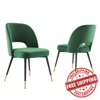 Modway EEI-4599-EME Emerald Rouse Performance Velvet Dining Side Chairs - Set of 2