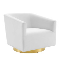 Modway EEI-4626-GLD-WHI Gold White Twist Accent Lounge Performance Velvet Swivel Chair