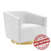 Modway EEI-4626-GLD-WHI Gold White Twist Accent Lounge Performance Velvet Swivel Chair