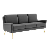 Modway EEI-4627-GLD-GRY Gold Gray Chesapeake Performance Velvet Sofa