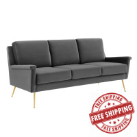 Modway EEI-4627-GLD-GRY Gold Gray Chesapeake Performance Velvet Sofa