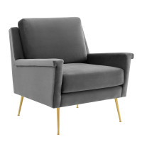 Modway EEI-4630-GLD-GRY Gold Gray Chesapeake Performance Velvet Armchair