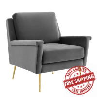 Modway EEI-4630-GLD-GRY Gold Gray Chesapeake Performance Velvet Armchair