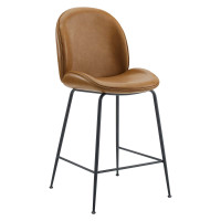 Modway EEI-4638-TAN Tan Scoop Black Powder Coated Steel Leg Vegan Leather Counter Stool