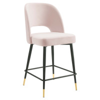 Modway EEI-4643-PNK Pink Rouse Performance Velvet Counter Stool