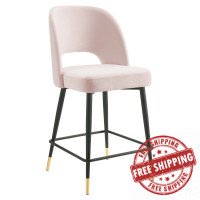 Modway EEI-4643-PNK Pink Rouse Performance Velvet Counter Stool