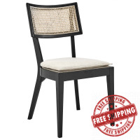 Modway EEI-4648-BLK-BEI Caledonia Wood Dining Chair Black Beige